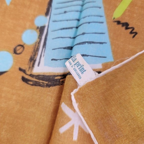 Vintage 1960s Designer JEANNE MILLER Phone Clock Handkerchief TAG UNUSED - Picture 7 of 7